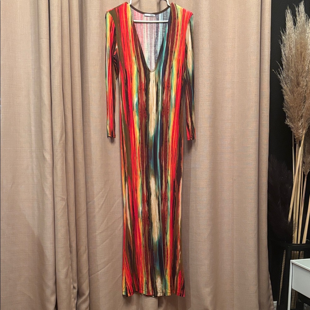 Sexy Vibrant Multicolor Long Sleeve Dress